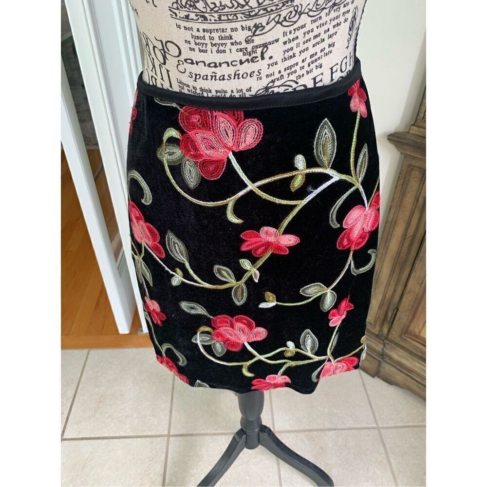 Trixxi Velvet Embroidered Skirt